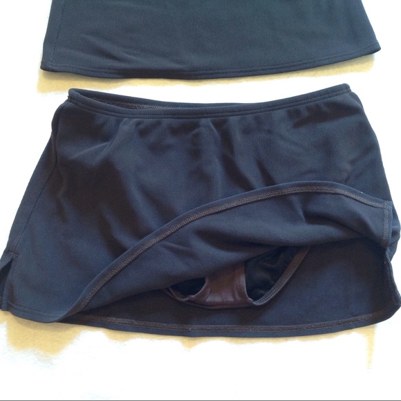 Lands End Tankini 4 6 Black Ribbed Skort Swimsuit - Picture 3 of 8